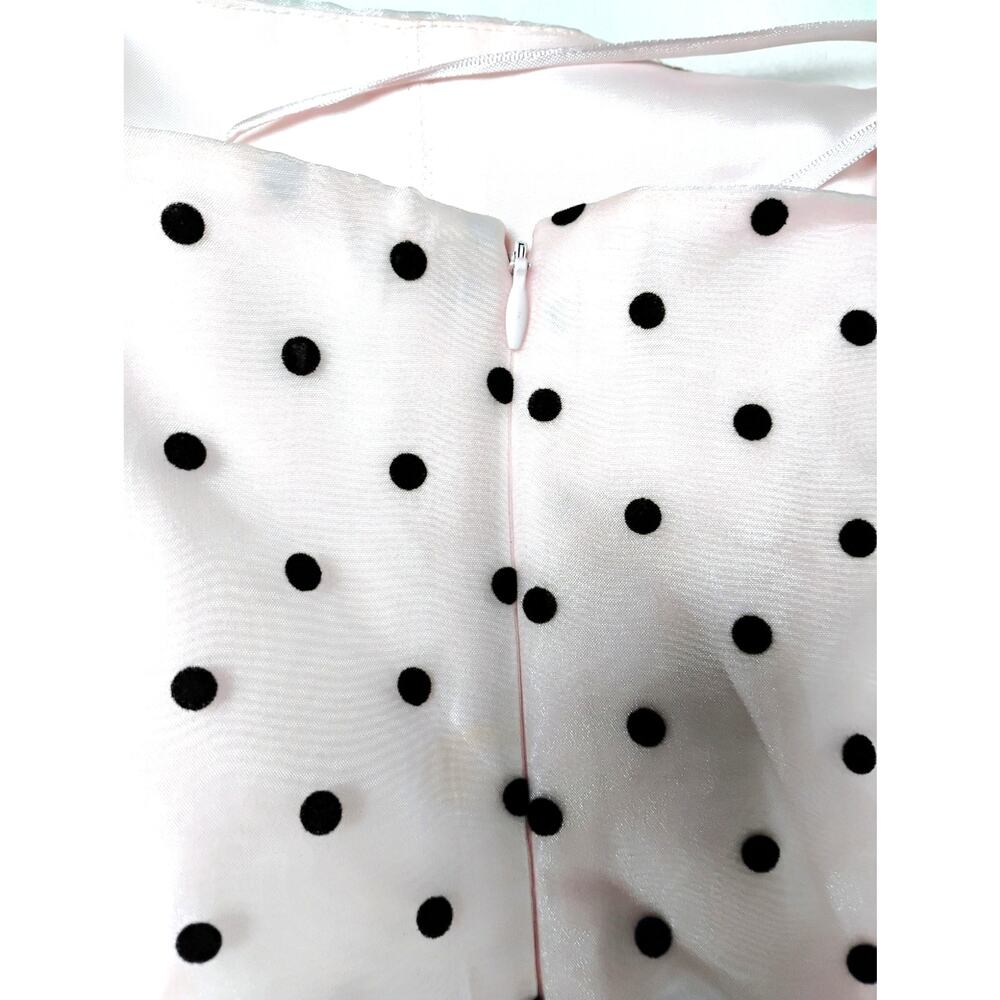 Papell Boutique Womens Pink 50s Boned Strapless Polka Dot Chiffon Dress 8 - Picture 16 of 16